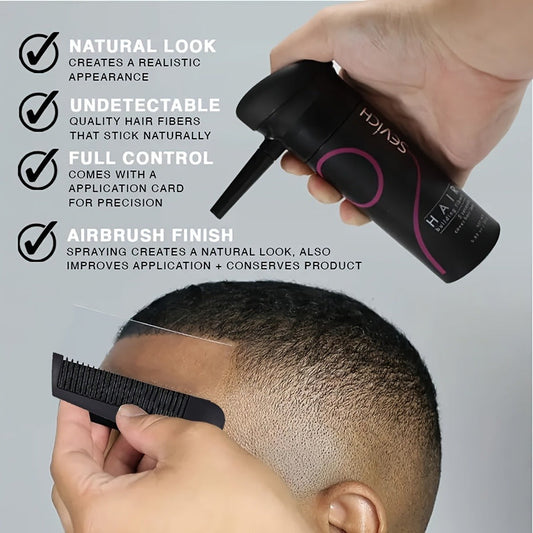 Hair Thickening Fibers Set 2-in-1 with Applicator Spray - Instant Volume & Fuller Look for Thinning Hair