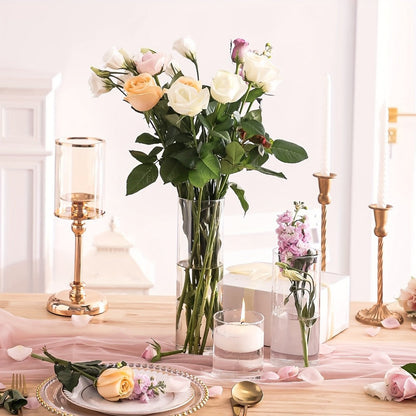 Clear Glass Cylinder Candle Holder Vases 12/24/36/48 Pcs, 4 6 8 10 Inch Tall Hurricane Floating Candle Vase