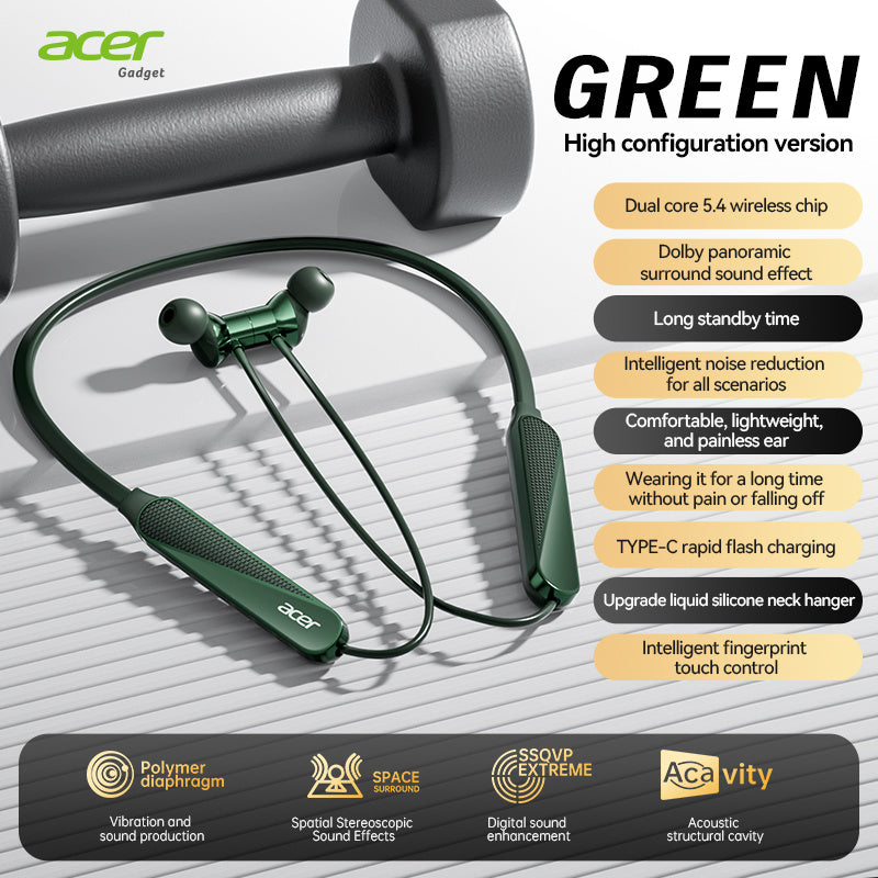 Acer Genuine HiFi TWS Earbuds Extra-Long Standby Deep Bass Low Latency Gaming Noise for Bedside Audio, Alarms and Room Entertainment