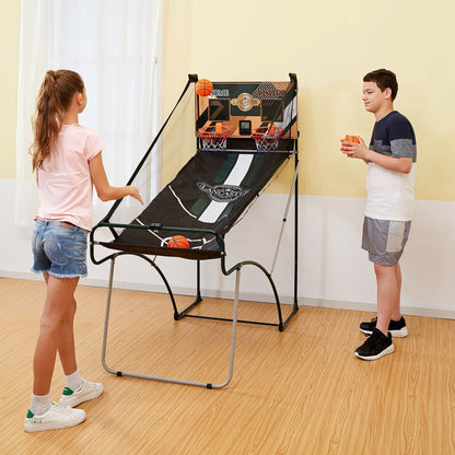 2 Player Indoor Basketball Arcade Game EZ Fold – Dual Hoop Shot Challenge with LED Scoring, 8 Game Modes, 3 Basketballs & Air Pump