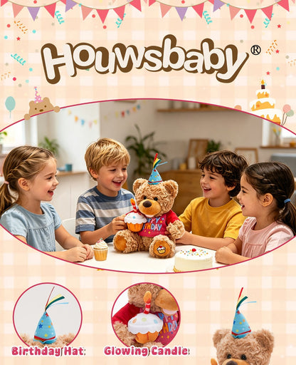 Singing Birthday Teddy Bear Plush Toy 13.5 Inch Interactive Stuffed Animal with the Listed Color, Size or Set Options for Everyday Use