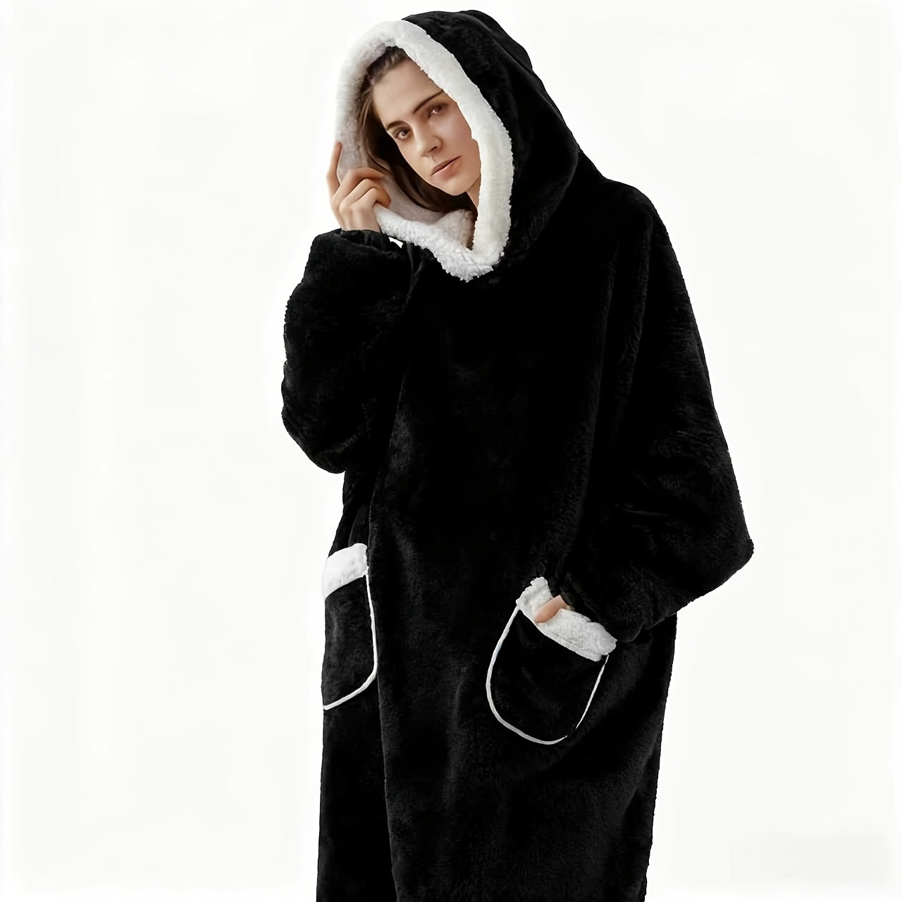 Wearable Blanket Hoodie with Hood, Sleeves, Front Pocket and Eleven Standard, Short or Oversized Styles