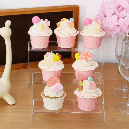 Clear Acrylic Risers Display Stands Set Funko Pop Cupcake Jewelry for Entryways, Bedrooms and Living Spaces