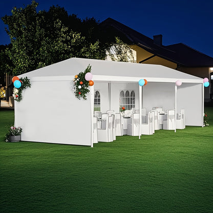 10x30ft Outdoor Party Tent Canopy with 5 Removable Sidewalls for Garden, Patio and Yard Use