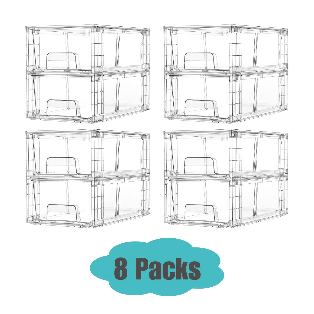 Clear Acrylic Storage Drawers with Handles – Stackable Refrigerator and Pantry Organizer Bins for Snacks Fruits and Vegetables