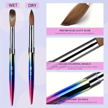 Kolinsky Acrylic Nail Brush Set 4Pcs – Sizes 10 12 14 16 for Acrylic Powder Application, Nail Extensions & 3D Nail Art Carving