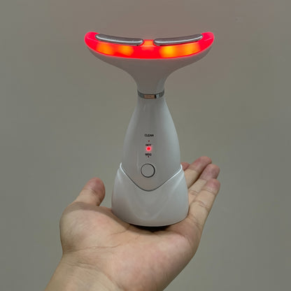 LED Neck Massager 7-Color Light Therapy Vibrating Face & Neck Device, USB Rechargeable Portable Electric Facial Massage Tool Beauty Gift