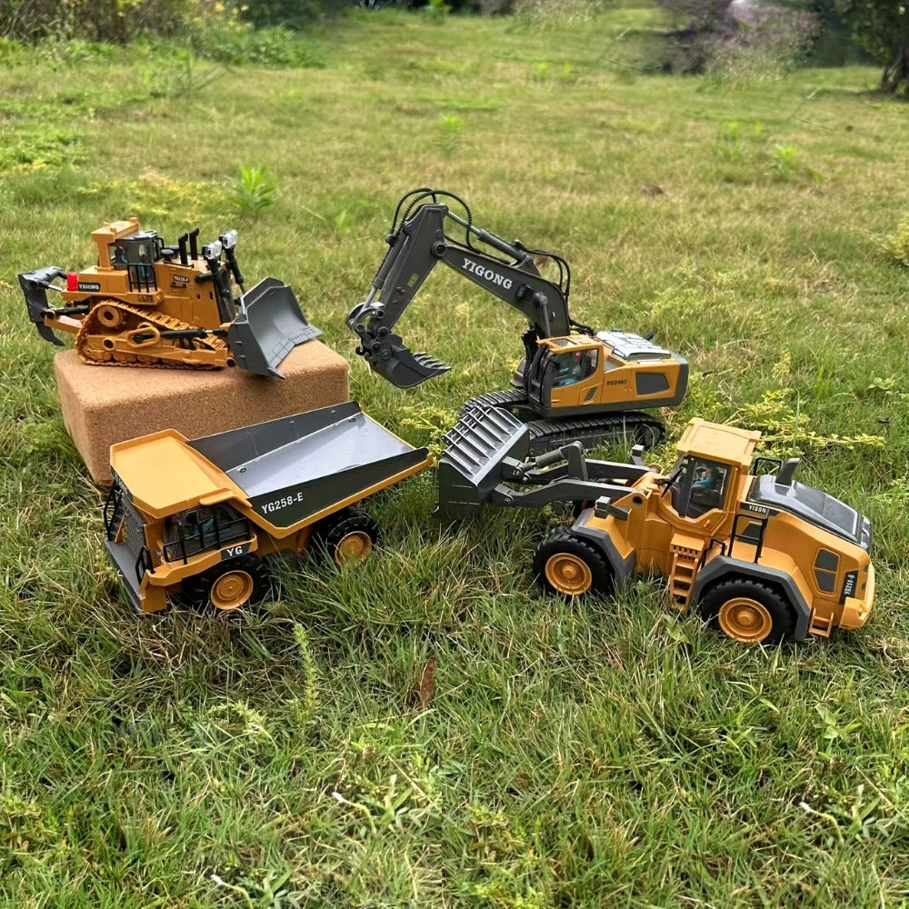 RC Construction Vehicle Set 2-in-1 & 3-in-1, 2.4G 11-Channel Remote Control Excavator Dump Truck Forklift Bulldozer