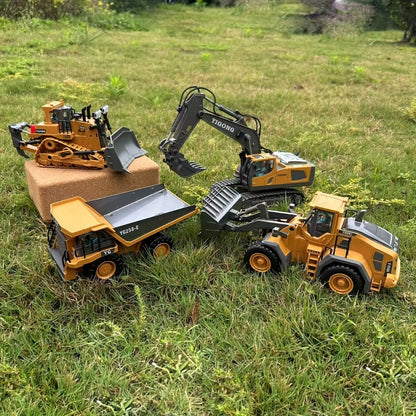 RC Construction Vehicle Set 2-in-1 & 3-in-1, 2.4G 11-Channel Remote Control Excavator Dump Truck Forklift Bulldozer