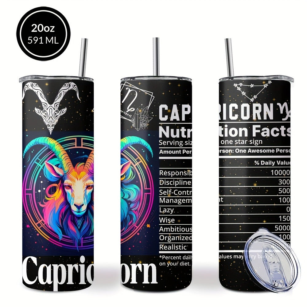 Insulated Tumbler 20oz Zodiac Horoscope 304 Stainless Steel with Lid, Straw and 12 Sign Choices