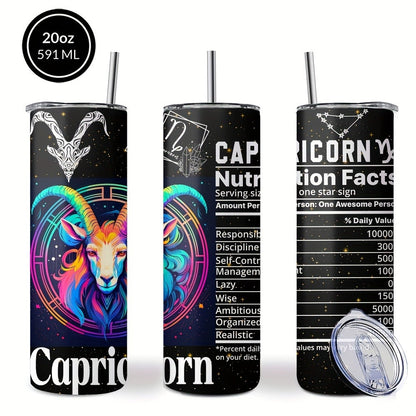Insulated Tumbler 20oz Zodiac Horoscope 304 Stainless Steel with Lid, Straw and 12 Sign Choices
