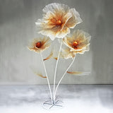 1 Set Of 3 Orange Silk Mesh Peonies
