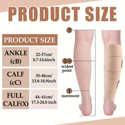 Compression Leg Wraps 2pcs Adjustable Lower Leg Support – Shin Splint Wrap for Leg Heaviness, Fatigue & Swelling Relief