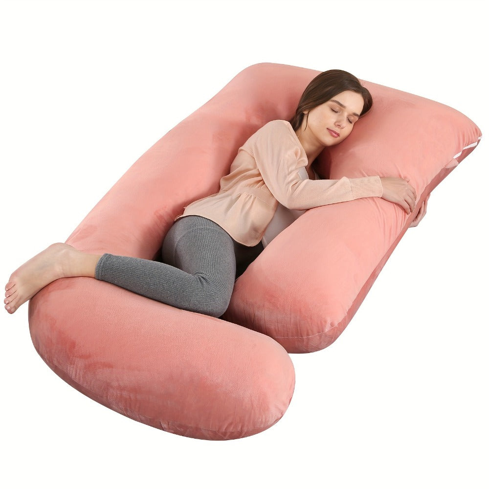 Pregnancy Pillow J-Shape 60 Inch Full Body Maternity Pillow with Velvet Cover for Entryways, Bedrooms and Living Spaces