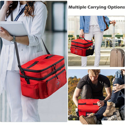 Medicine Storage Bag Organizer – Household First Aid Kit Bag, Portable Medicine Cabinet Basket with Compartments for Home