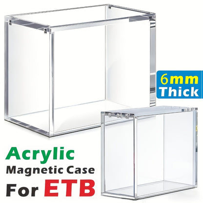 Acrylic Display Box for Pokemon ETB & Trading Cards – 6mm Stackable Magnetic Dustproof Case for Elite Trainer Box