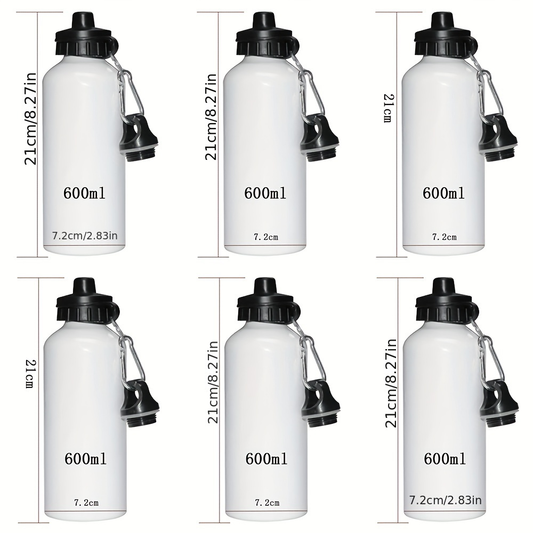 Single Silver Water Bottle with Screw-Top Spout Lid, Clip-On Cap and Preserved 600 ml Checkout Size