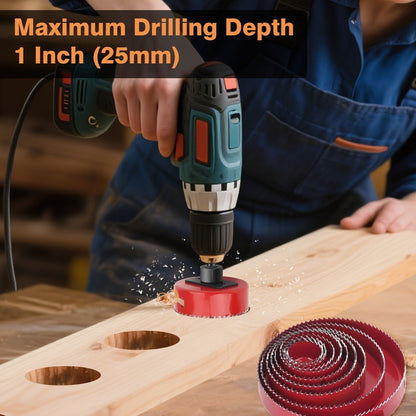 Carbon Steel Hole Saw Kit Multi-Size with Mandrels & Hex Key, Quick-Change Hole Cutter Set for Wood PVC Drywall Cornhole Board & Metal