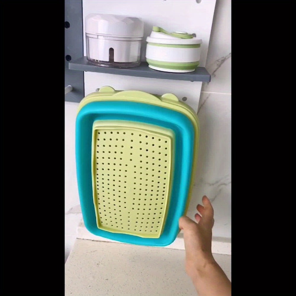 Cutting Board Set 9-in-1 Foldable Chopping Board with Colander Vegetable Wash Basket Drain for Grilling, Camping and Outdoor Meals
