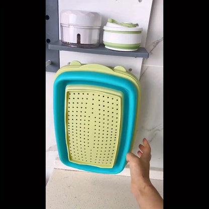 Cutting Board Set 9-in-1 Foldable Chopping Board with Colander Vegetable Wash Basket Drain for Grilling, Camping and Outdoor Meals