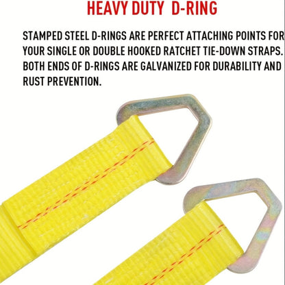 Axle Tie Down Straps 2" x 36" – Heavy Duty Car Tow Straps with D-Rings & Protective Covers for Car, Truck