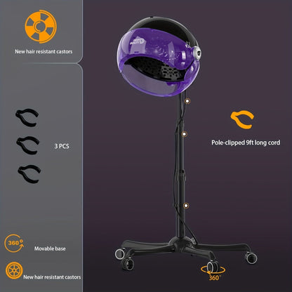 Ionic Floor-Standing Hooded Hair Dryer 1875W, Adjustable Height Professional Salon Hood Dryer for Deep