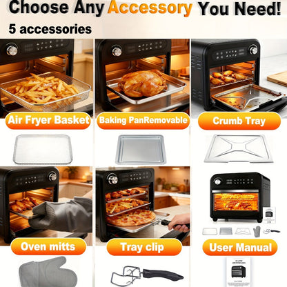 Air Fryer Toaster Oven Combo 15QT Extra Large, 360° Convection, LED Digital Display, Precise Temperature Control