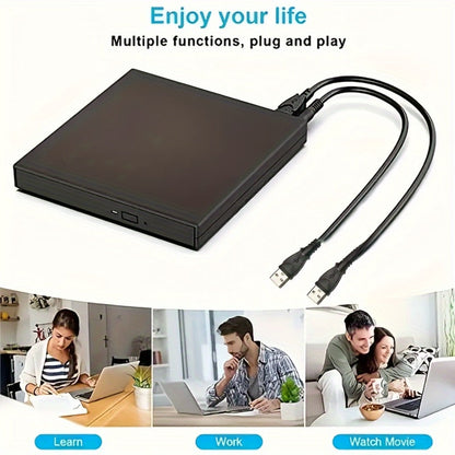USB External DVD Drive with Storage Bag - Portable CD DVD-ROM CD-RW DVD-RW Burner Recorder Player for Laptop Desktop PC