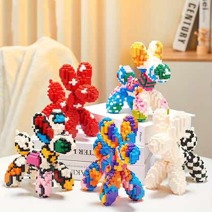 Balloon Dog Building Blocks Set – Colorful Interlocking Brick Sculpture Pop Art Home Decor Display Model for Adults Teens Art Lovers