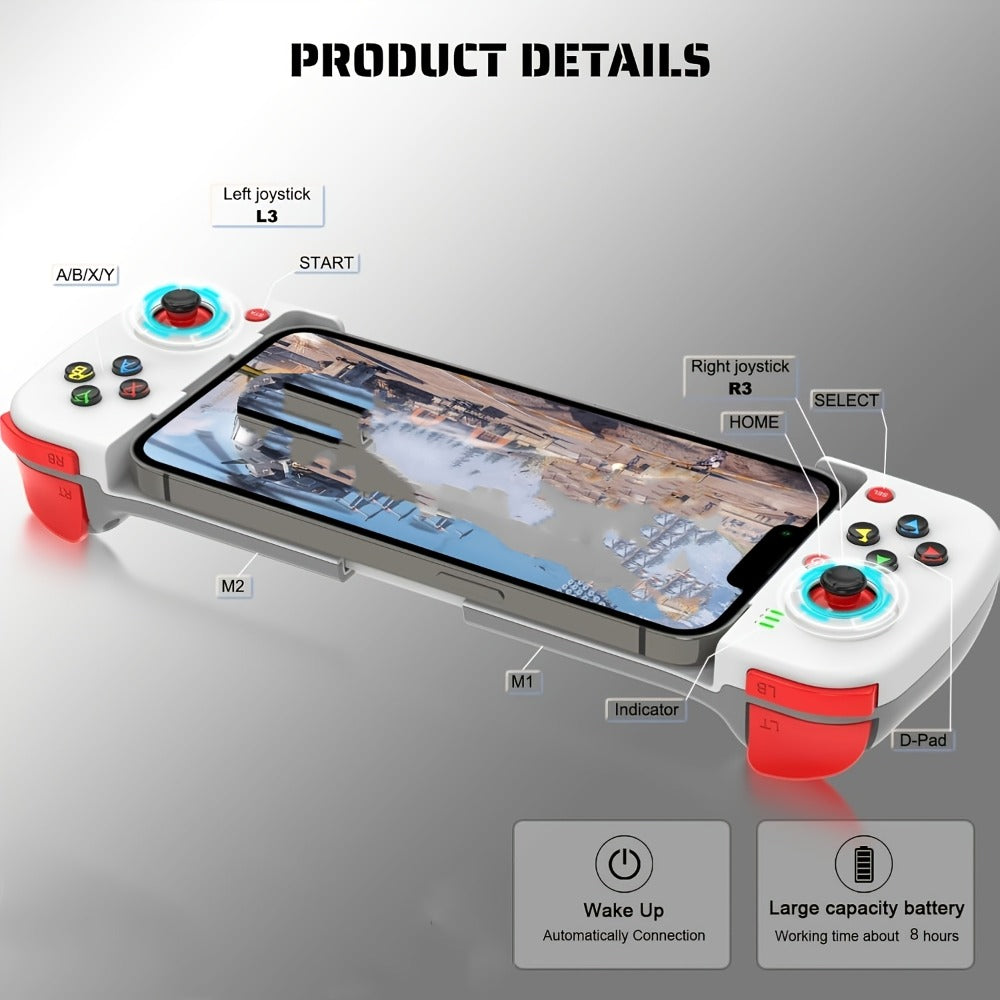 Bluetooth Wireless Gamepad Controller for iPhone Android PC Tablet Steam Deck, Rechargeable, Design