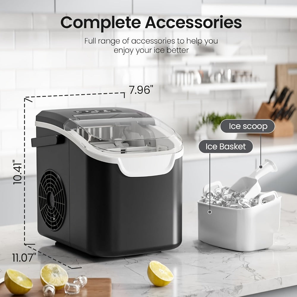 Countertop Bullet Ice Maker /24H, 9 Bullet Ice Cubes in 6 Mins, 2 Sizes for Home Cooking, Dining and Outdoor Meals