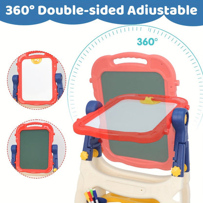 Art Easel for Kids Adjustable Double-Sided Standing Easel with Painting Accessories for Boys & Girls Ages 3+