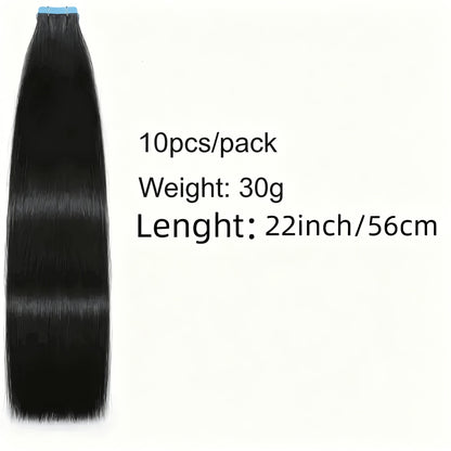 Tape In Hair Extensions Human Hair Straight Natural Black 1B Seamless Skin Weft 10pcs 30g 16 20 22 24 Inch Invisible Blend for Volume
