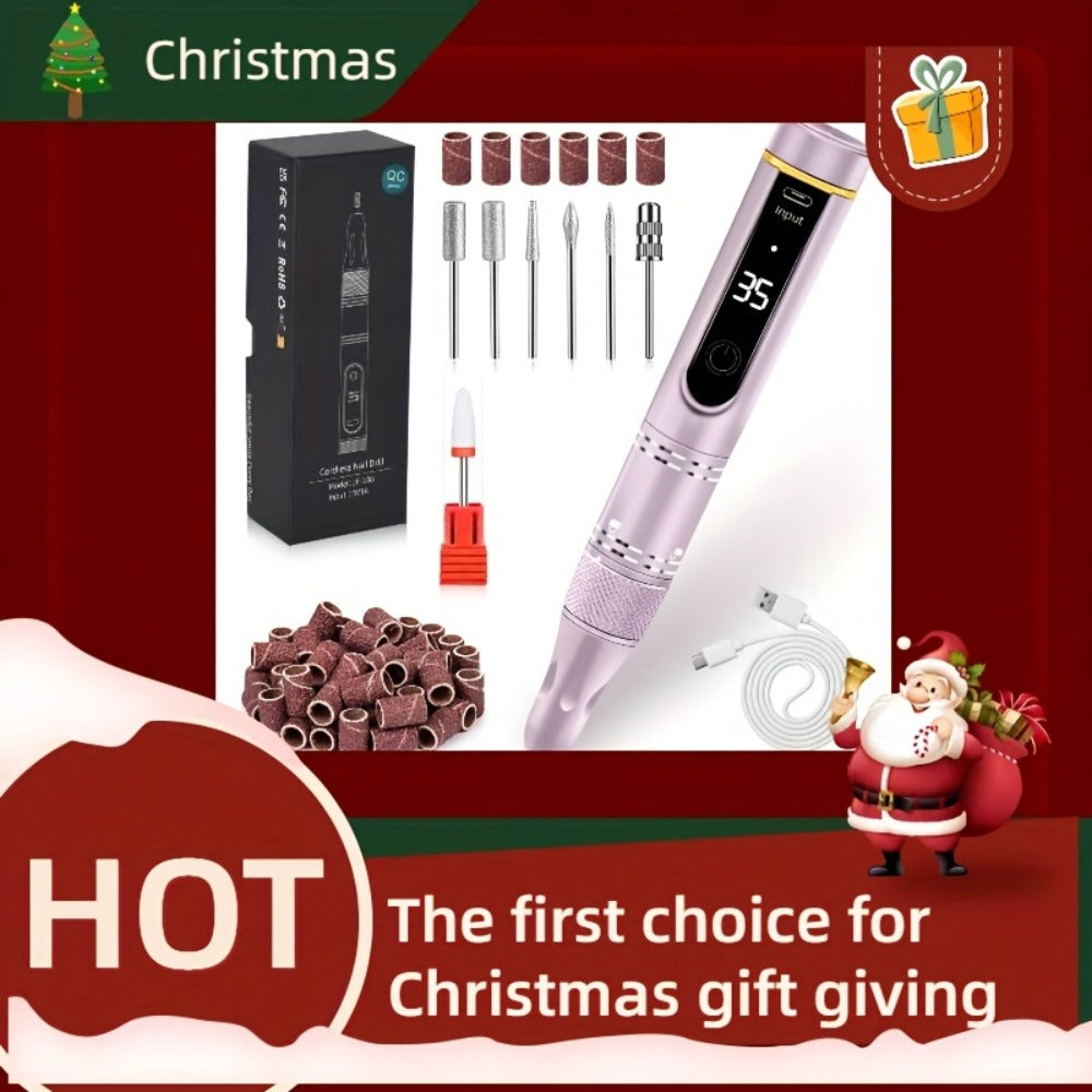 Cordless Nail Drill Kit 35000RPM Rechargeable Wireless Electric E-File, 108 Bits Professional Nail Drill