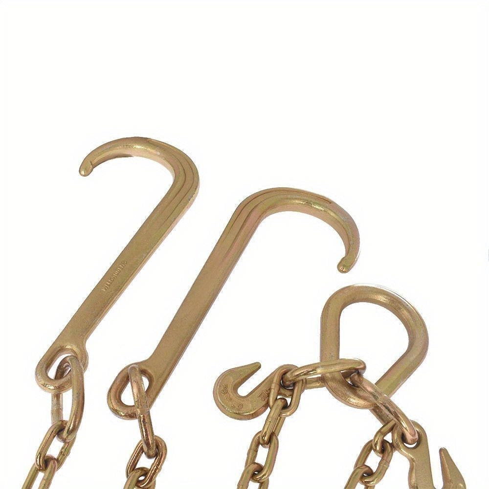 G70 Tow Chain with J-Hooks 5/16in x 2FT V-Chain Flatbed Truck Rollback Wrecker Carrier Replacement Heavy Duty Cargo Security Binding Towing