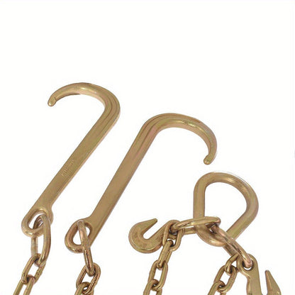 G70 Tow Chain with J-Hooks 5/16in x 2FT V-Chain Flatbed Truck Rollback Wrecker Carrier Replacement Heavy Duty Cargo Security Binding Towing