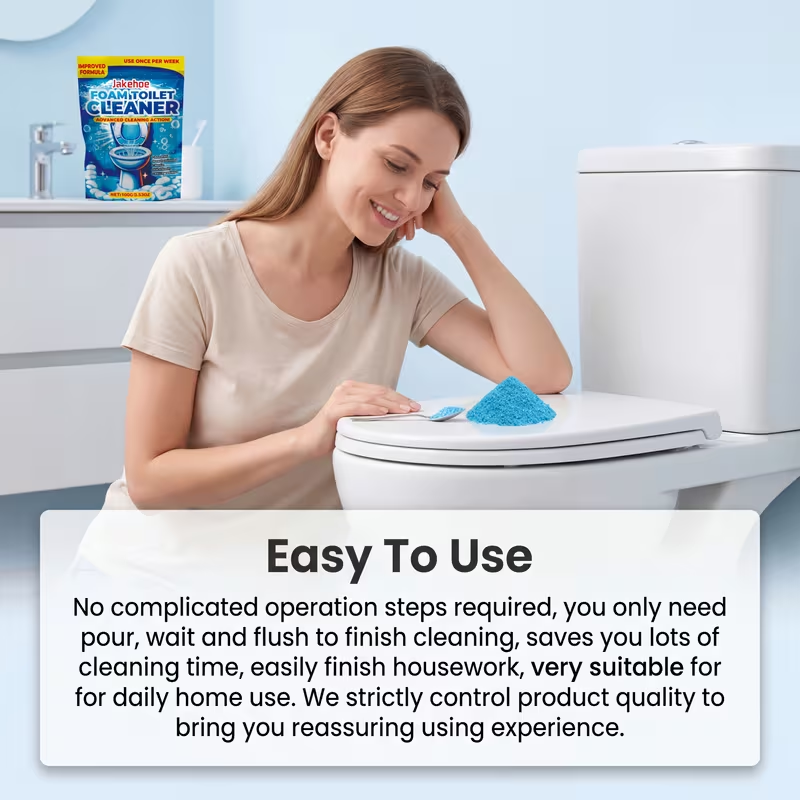 Toilet Cleaning Powder with Foam, Odor Removal, Stain Dissolving & Pipe Unclogging Bathroom Cleaner