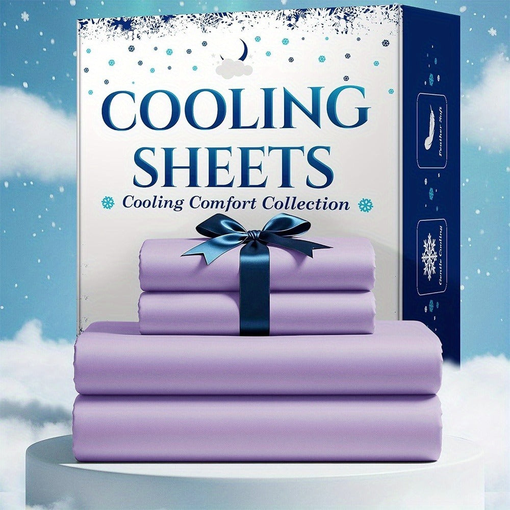 Bamboo Blend Cooling Bed Sheet Set 4pcs – Ultra Soft Breathable Kids Sheets, Deep Pocket Fitted Sheet 18"-24"