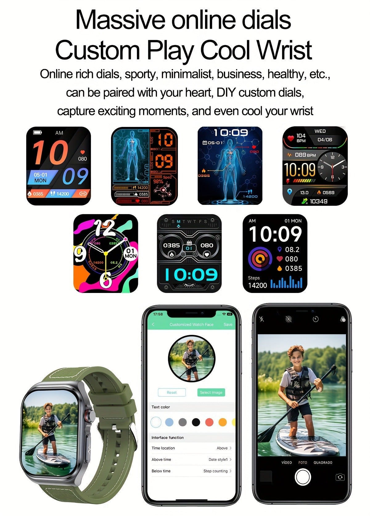 Smart Watch 2.04-Inch AMOLED Display with Bluetooth 5.3 Calling, 530mAh Battery and Six Strap Options