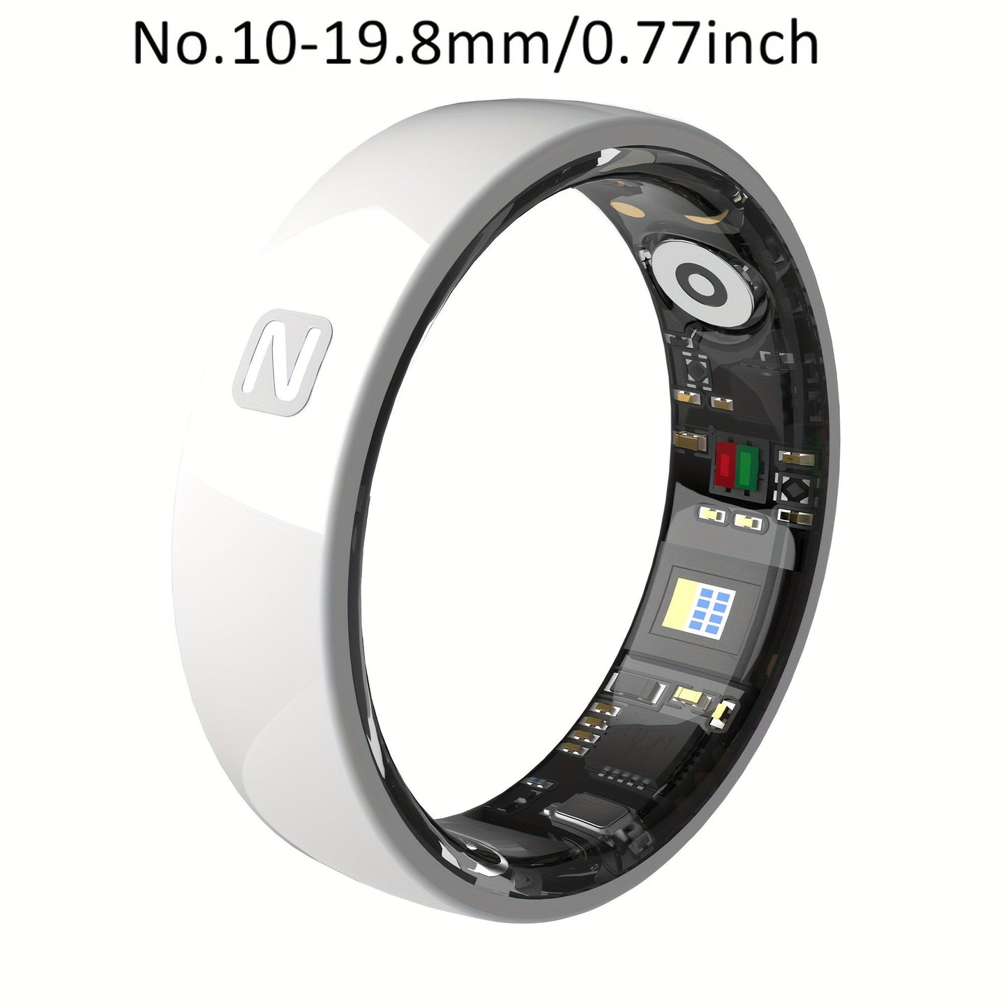 N-Style Smart Ring with Screenless Sensor Design, Charging Case, Black, Pink or White Finish and Sizes 7–13