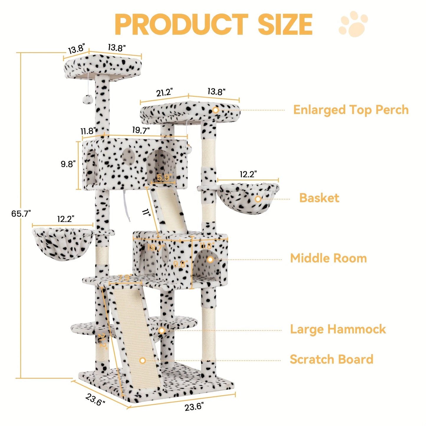 Cat Tree Tower Multi-Level for Indoor Cats – Cat Furniture with Sisal Scratching Posts, Plush Perches, Hammock, Basket & Corner Condo Cave
