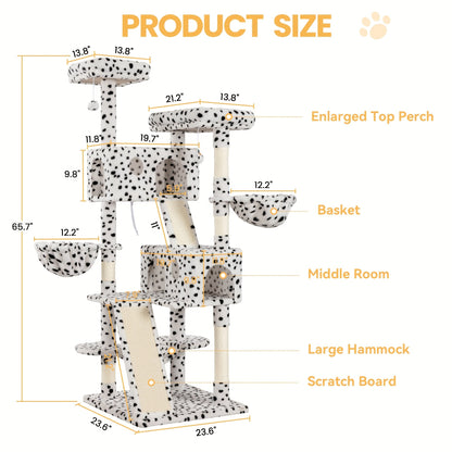 Cat Tree Tower Multi-Level for Indoor Cats – Cat Furniture with Sisal Scratching Posts, Plush Perches, Hammock, Basket & Corner Condo Cave
