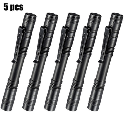Pen Light Flashlights Bulk Pack with Clip – Mini Slim LED Pocket Torch for Camping, Outdoor, Home & Emergency Use
