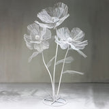 1 Set Of 3 White Silk Mesh Peonies