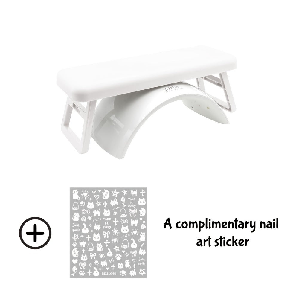 Folding Nail Armrest Hand Rest for Nail Technicians – Cushioned Wrist Support Pillow Bracket, Portable Manicure Table Stand
