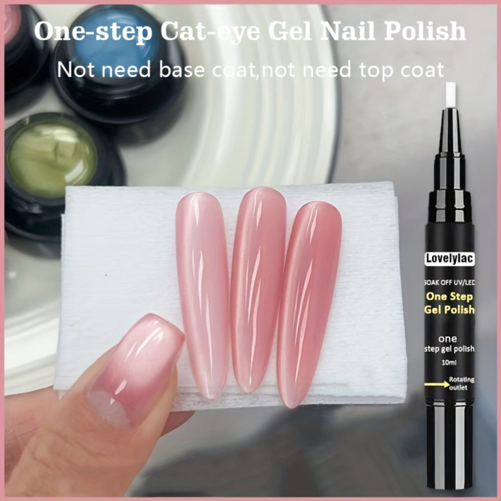 Magnetic Cat Eye Gel Nail Polish Pen 3-in-1 All-in-One Base Coat Color Top Coat – Ultra-Bright High-Saturation Polygel