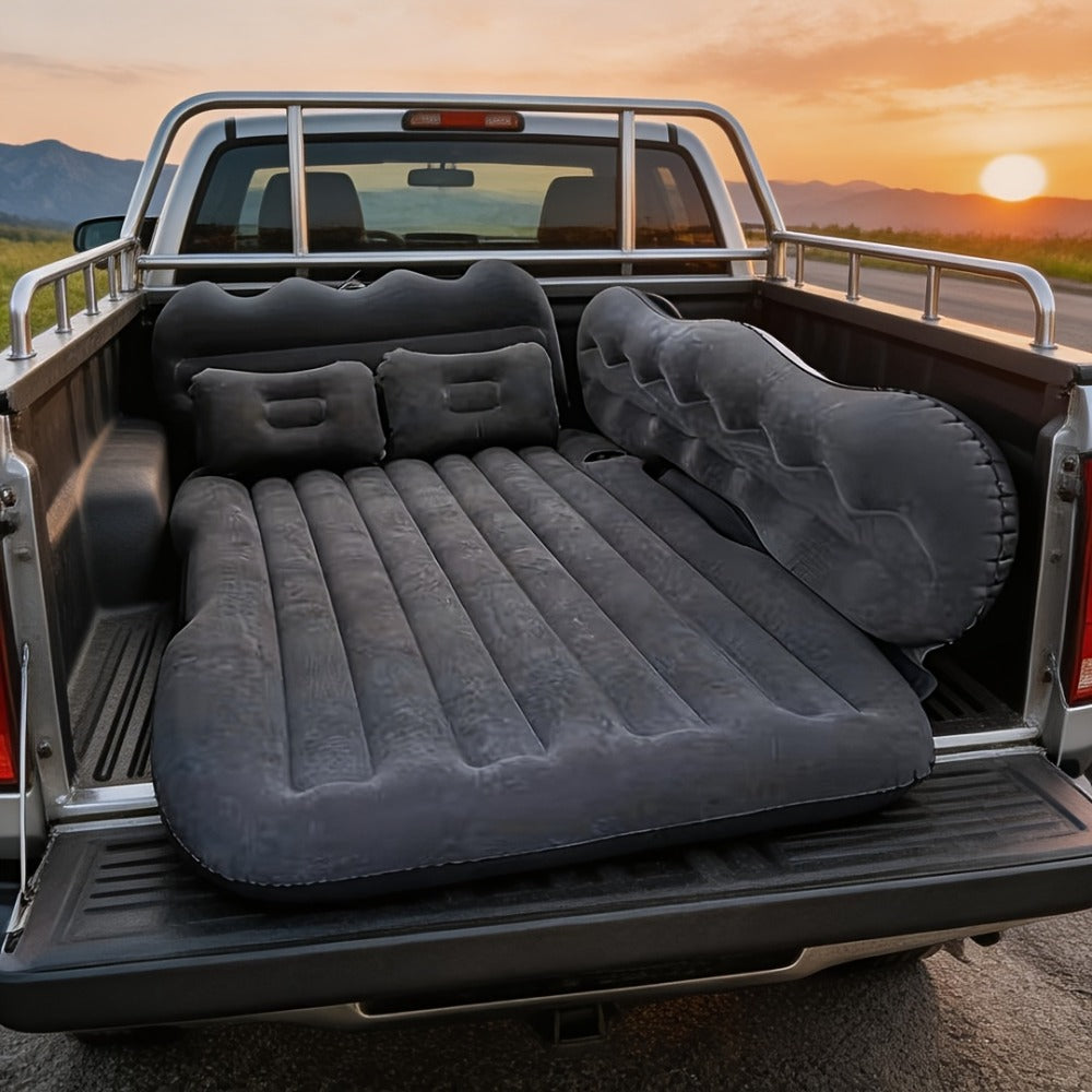 Inflatable Car Bed Plush Folding Design with Storage Bag & Tool Kit Soft Skin-Friendly Comfortable Outdoor Car Air Mattress for Camping