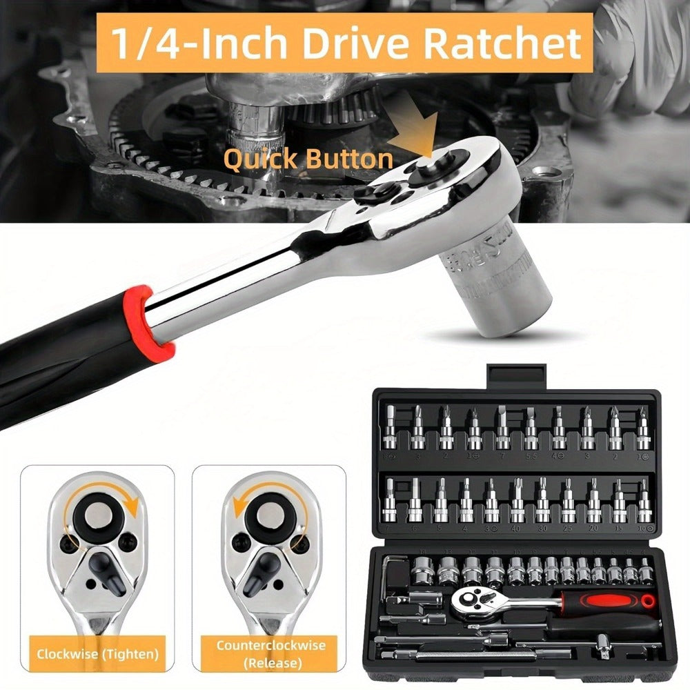 Automotive Socket and Hand Tool Kit in 45-Piece Case or 898-Piece Rolling Cabinet Checkout Options