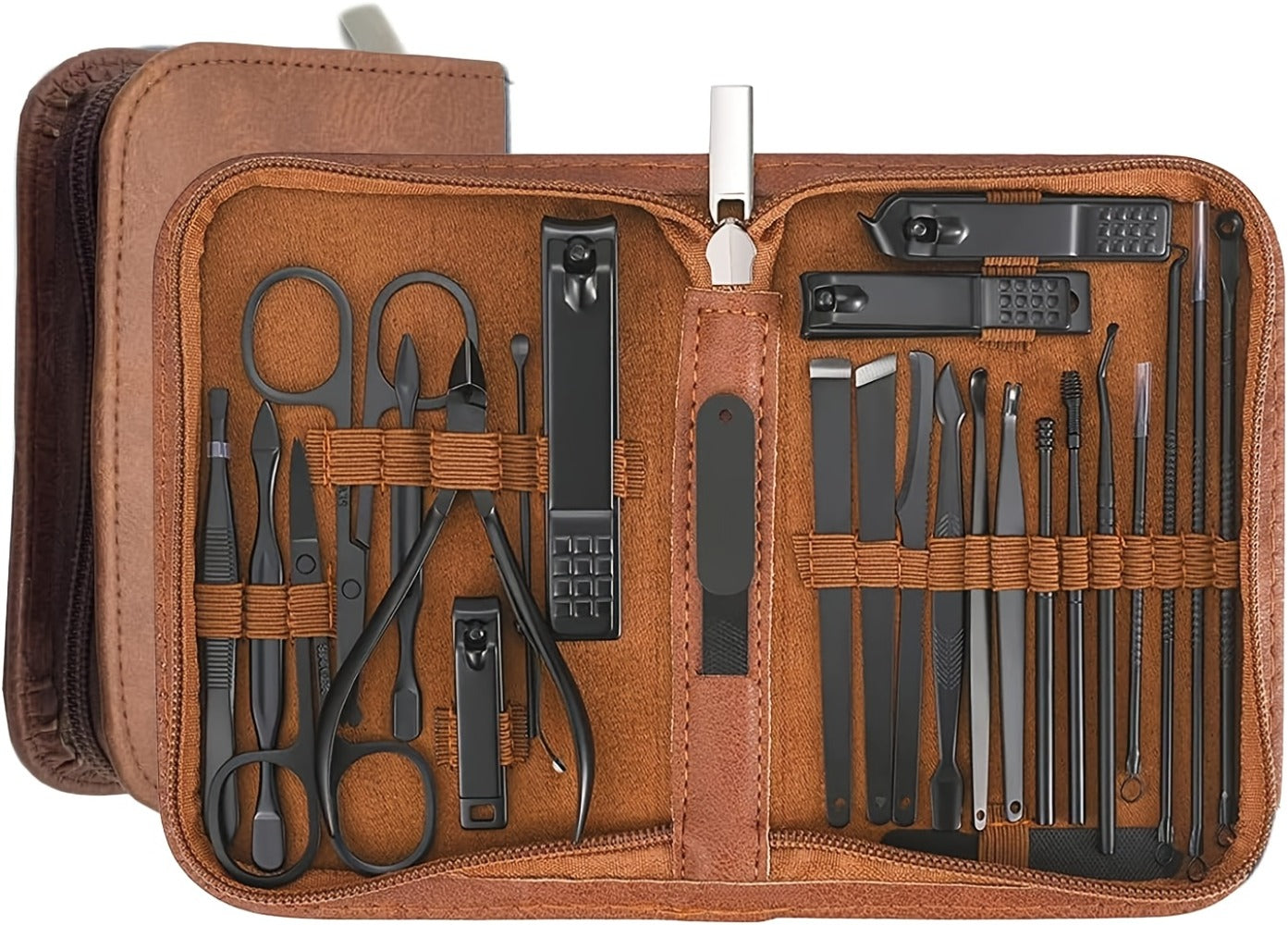 Professional 26-Piece Nail Grooming Kit Stainless Steel with Luxury Zippered Travel Case | Complete Manicure Pedicure Tools Set with Cuticle