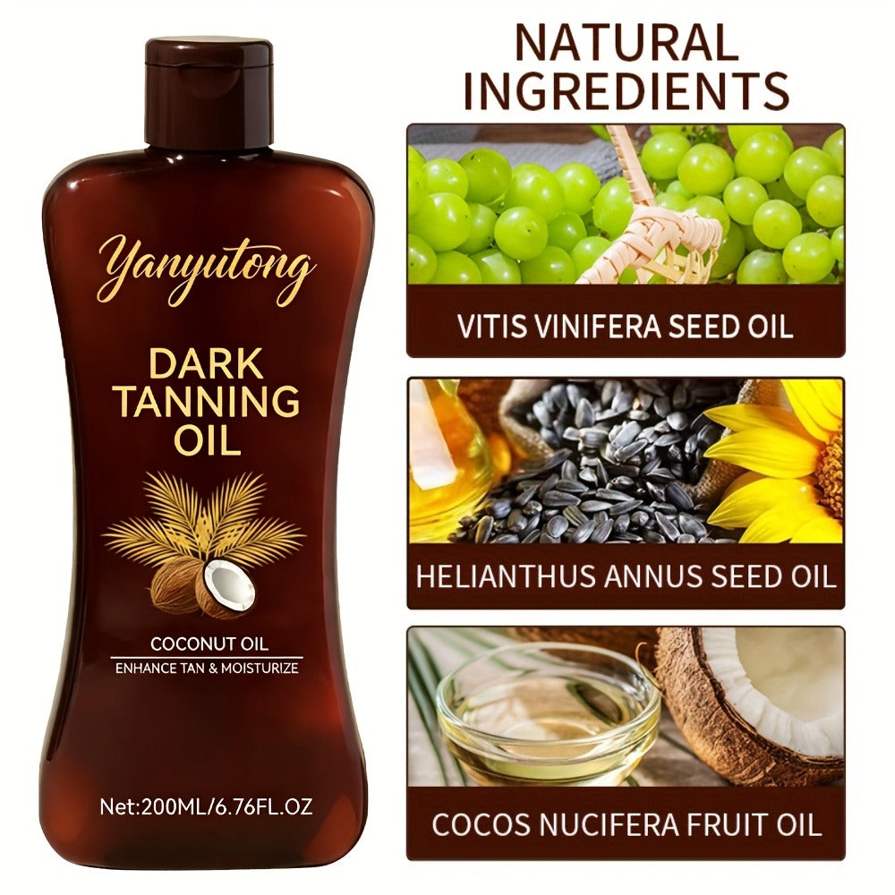 Sun Tanning Oil 200ml – Deep Golden Tan Accelerator Body Oil for Beach & Outdoor, Moisturizing & Nourishing Summer Skin Care for All Skin